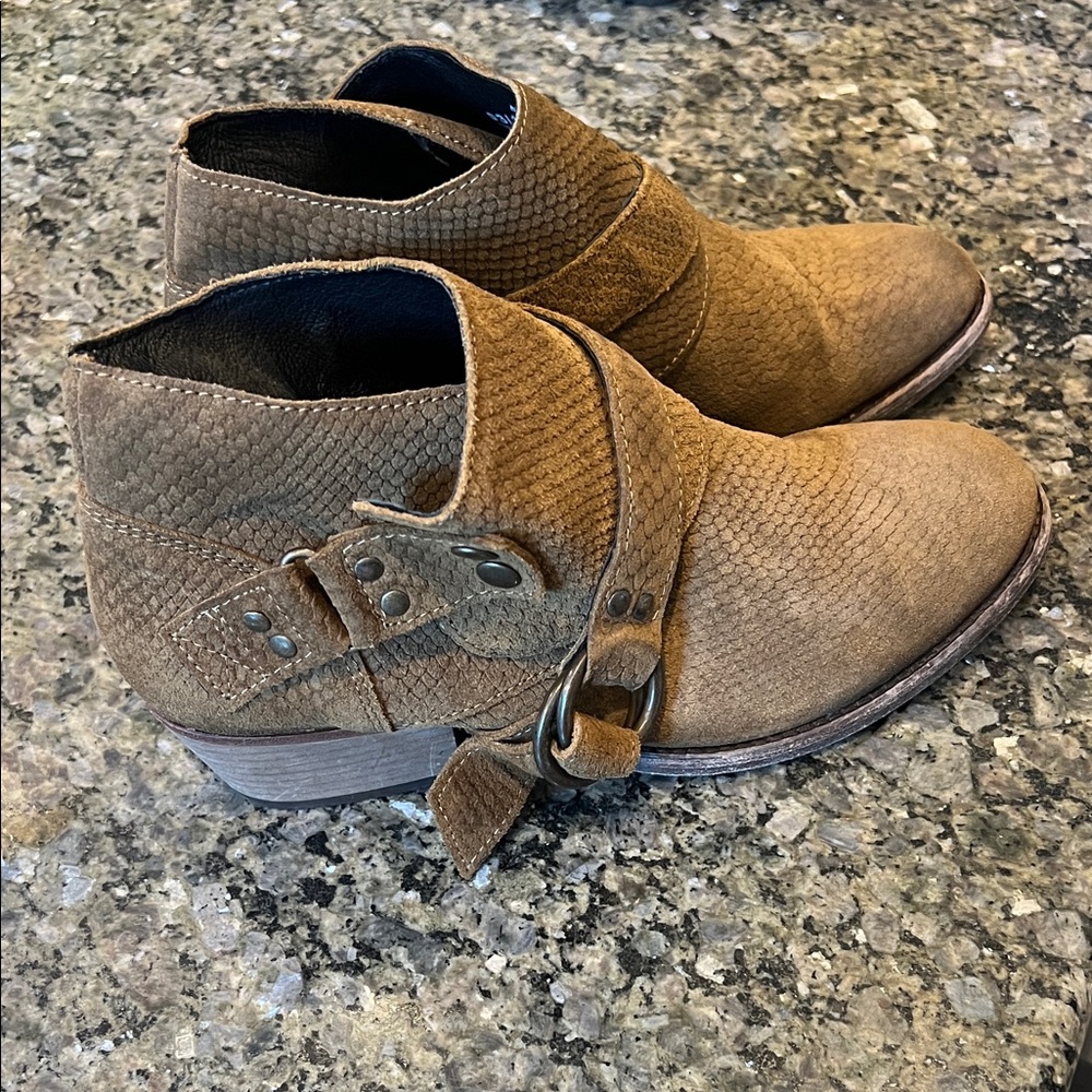 Free people Tortuga Ankle Boot suede snakeskin buckle boot